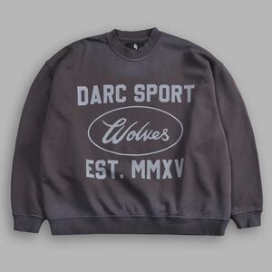 DARC SPORT MMXV GRUNGE OVERSIZED LONDON UNISEX CREWNECK IN WOLF GRAY DRIFT WASH